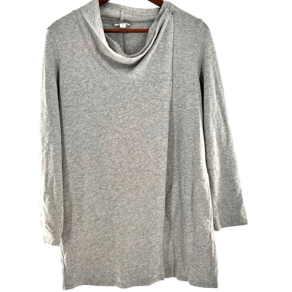 women's j.jill lagenlook cotton asymmetrical heather gray sweater tunic small